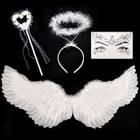 31.5 Inch Adult Angel Wings Halo and Fairy Wand for Adult Women Children Girls Halloween Christmas Party Decoration Costumes white Wings