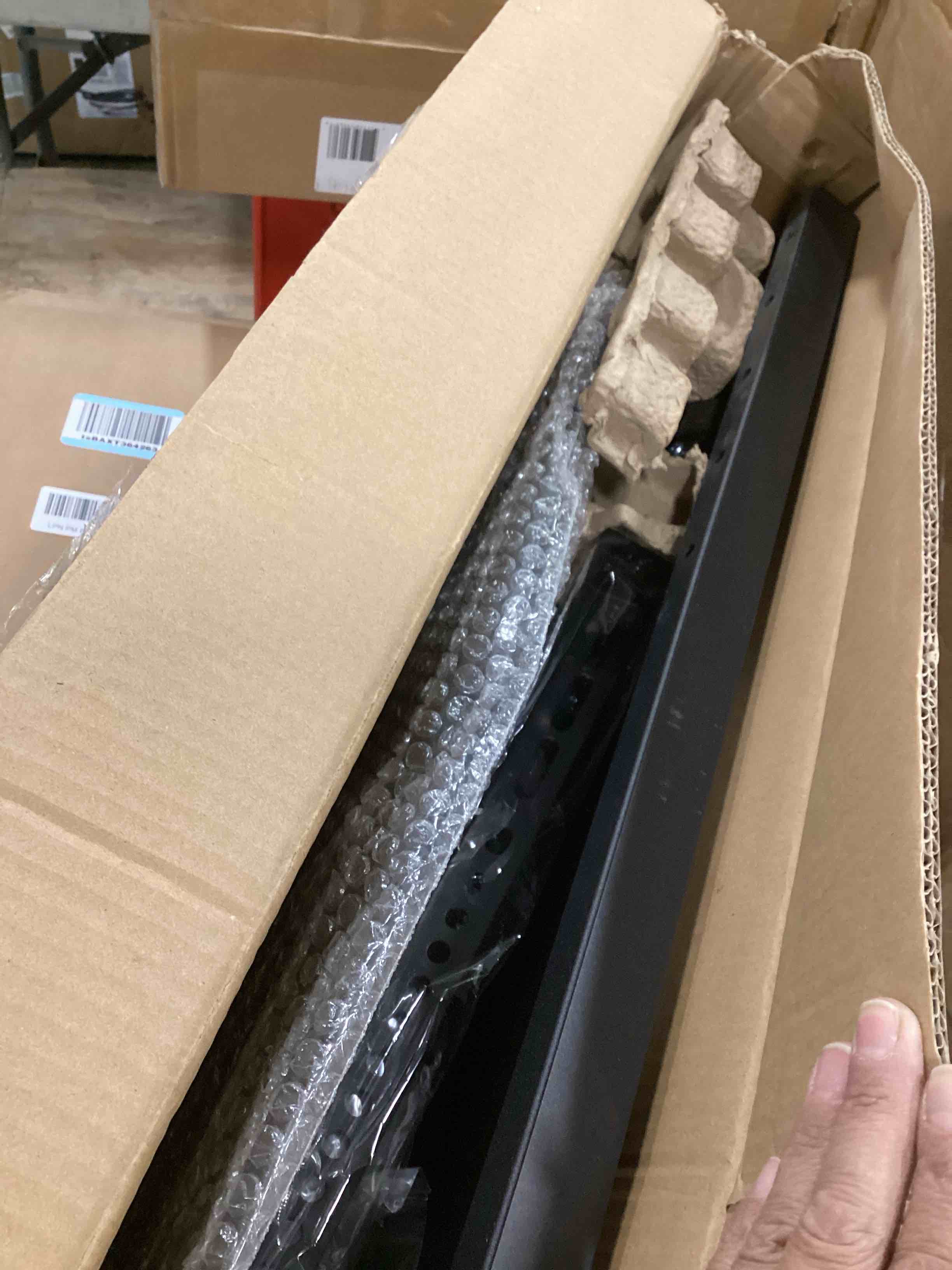 Condition photo showing As Is for Universal TV Stand Base for 44-85 Inch LCD OLED Flat/Curved Screen TVs-Height Adjustable/Tall/Larger Table Top TV Stand Mount with Cable Management, VESA 800x400mm