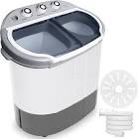 Pyle Compact Home Washer & Dryer, 2 in 1 Portable Mini Washing Machine, Twin Tubs, 11lbs. Capacity, 110V, Spin Cycle w/Hose, Translucent Tub Container Window, Ideal for Smaller Laundry Loads, Gray