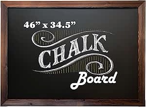 Loddie Doddie Magnetic Chalkboard - Easy-to-Erase Large Chalkboard for Wall Decor and Kitchen - Hanging Black Chalkboards (46x34.5, Rustic Frame)