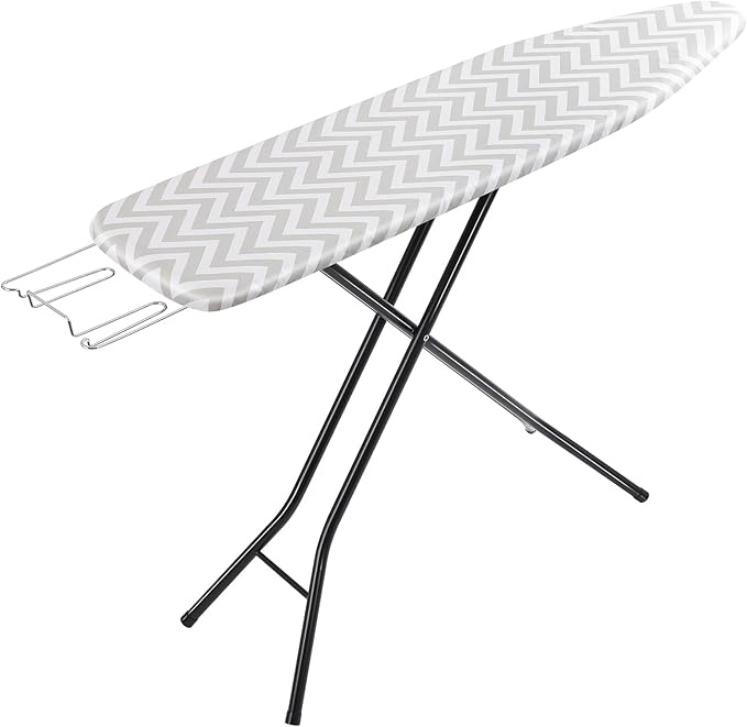 Amazon Basics Full-Size Ironing Board - 4-Leg Fold-Up, Chevron Removable Cover, 60"L x 14"W x 38"H