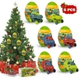 Tcovle Dinosaur Egg Toy Set  6 PCS Dino Eggs with Unique Cars, Perfect for Christmas Gifts, Stocking Stuffer, Tree Decorations, Birthday Favors for Kids 3-8