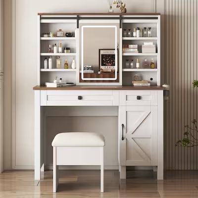 SEE DESCRIPTION. Lycvki 15.75-in White Makeup Vanity