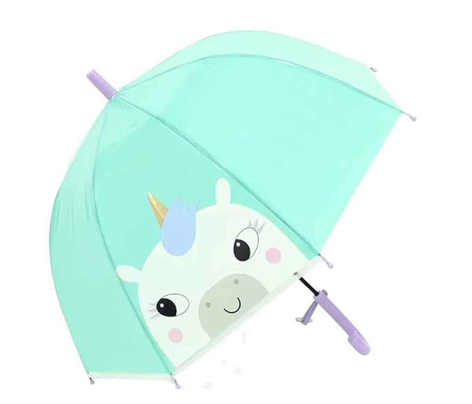 CHAATEWALA™ Cute Unicorn POE children umbrella with clear window, Transparent Children Cartoon Umbrella, umbrella for kids, umbrella for children, umbrella for girls and boys