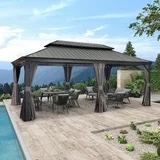 (see description) Galvanized Steel Roof Wood Frame Gazebo 