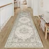 Star Dream Gray Vintage Washable Medallion Distressed Runner Rug