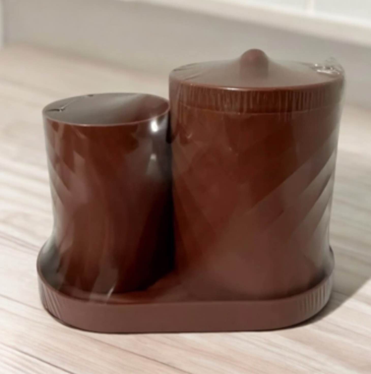  Jar with Tray Set Red Rust Color