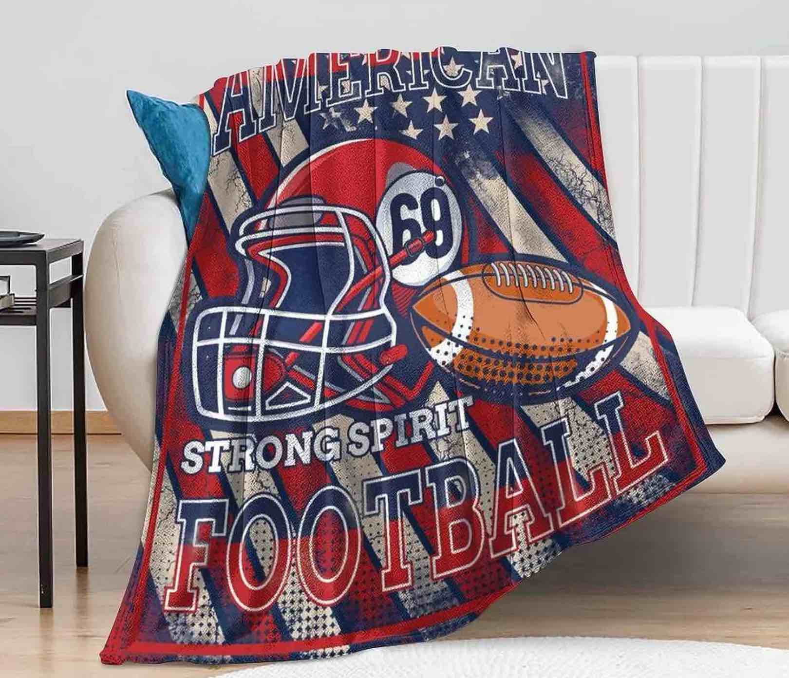LHSHID American Football Plush Fleece Bed Blanket Lightweight Comfy Reversible Flannel Blanket Ultra Soft Warm Blanket Throw American Football Lover Gift 30x40in