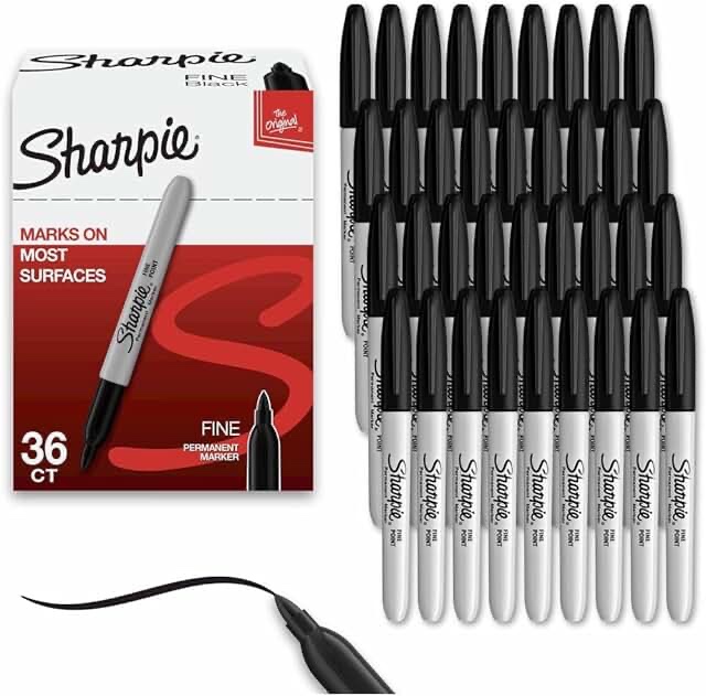 sharpie 36 fine tip permanent markers (black) 