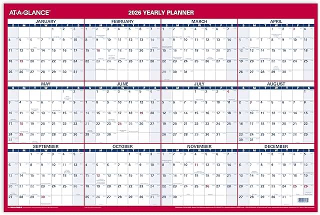 at a glance,wall calendar 2026