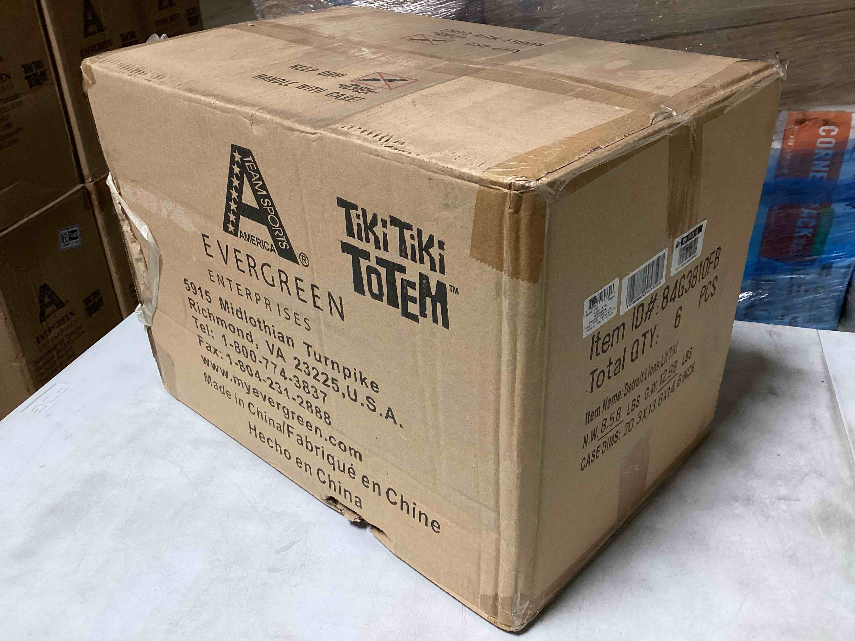 Condition photo showing Brand New for case of 6 detroit lions lit tiki totem, outdoor safe led