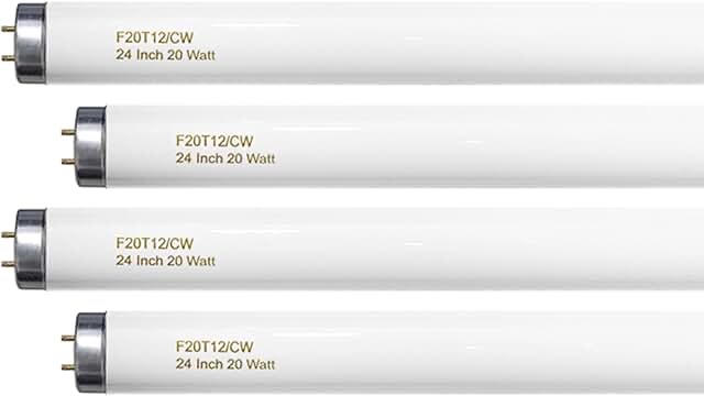 Britelumen F15T8 LED Tube Light,120V 4 Pack of 18'' 7W Tube Light Bulb,5500K Daylight White,Rotatable End Caps,LED Fluorescent Tubes Replancement(120v 4-Pack 5500k) 4 Count (Pack of 1)