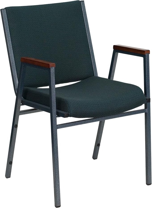 (set of 4 chair ) Flash Furniture HERCULES Series Heavy Duty Green Patterned Fabric Stack Chair with Arms and Ganging Bracket