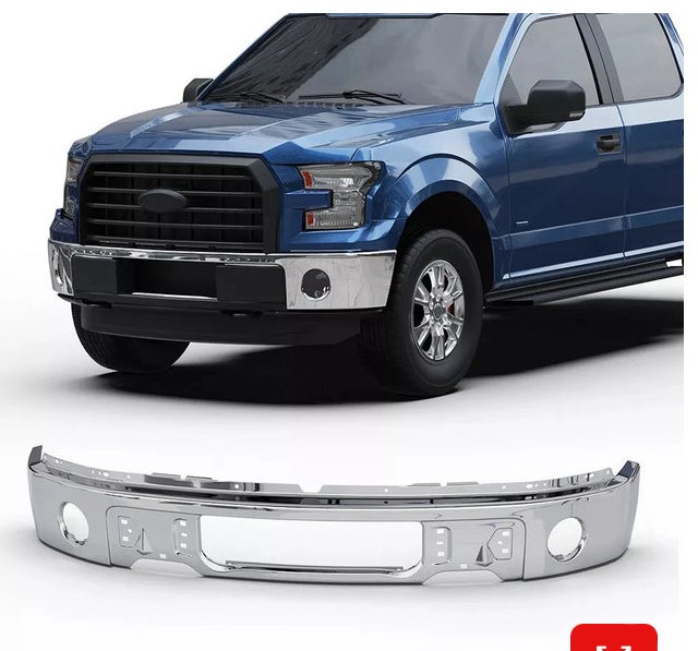  Chrome Steel Front Bumper For 2009-2014 Ford F-150 w/ Fog Light Holes 9L3Z17757B