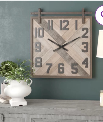 Allport Brown Wood Sliding Barn Door Style Wall Clock 24" x 2" x 27"
