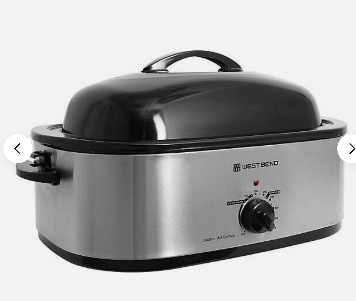 West Bend 20 QT Roaster Oven with Rack and High Dome Lid in Stainless Steel