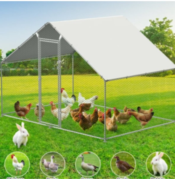 (incomplete box B only) Anyask Outdoor Large Metal Walk in Chicken Coop with Waterproof Cover, Run Pen for Backyard/Farm