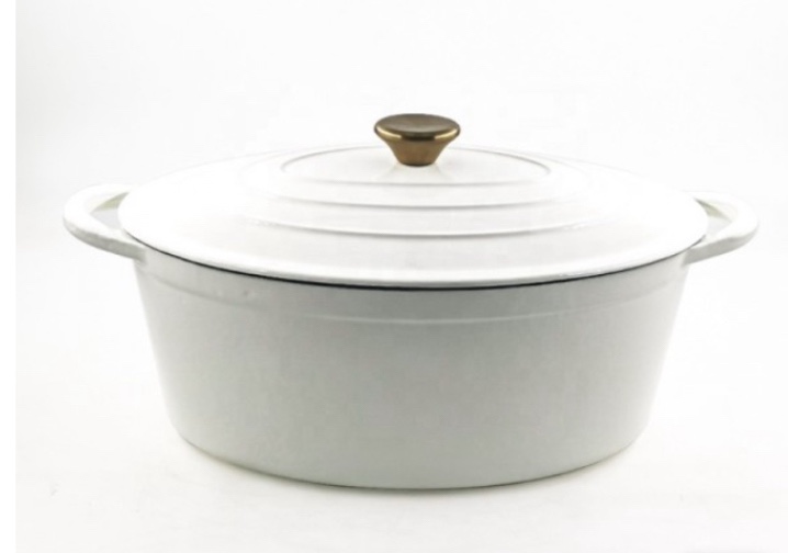  Cream White 7 QT Cast Iron Oval Enamel Casserole Dish Pot Factory Price