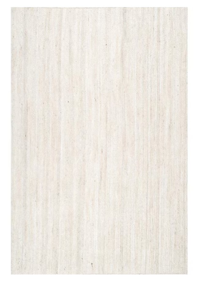 Rigo Chunky Loop Jute Off-White 8 ft. x 10 ft. Farmhouse Living Room/Bedroom/Dining Room Area Rug