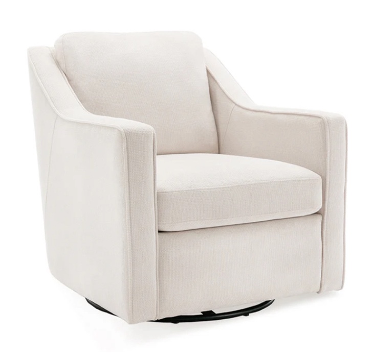  COLAMY Beige Color 360° Swivel Accent Chair Upholstered Fabric Leisure Armchair