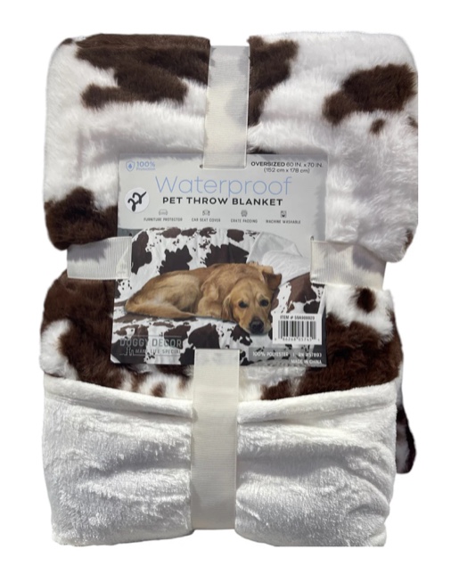 waterproof pet throw blanket cow print 60x70 100% polyester