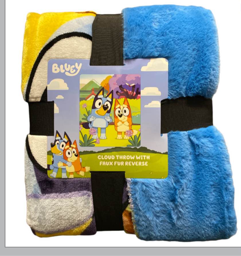  Bluey Cloud Fleece Throw with Faux Polyester Fur Reverse, 50" x 60"