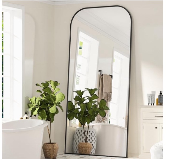 Antok Full Length Mirror, 81"x41" Floor Mirror Freestanding, Arched Floor Standing Large Mirror Full Body Mirror with Stand for Bedroom, Hanging Mounted Mirror for Living Room, Black 81"L x 41"W black  