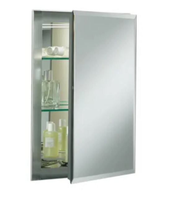 Husai Recessed or Surface Mount Aluminum Frameless Medicine Cabinet With Mirrored Door and Adjustable Shelves