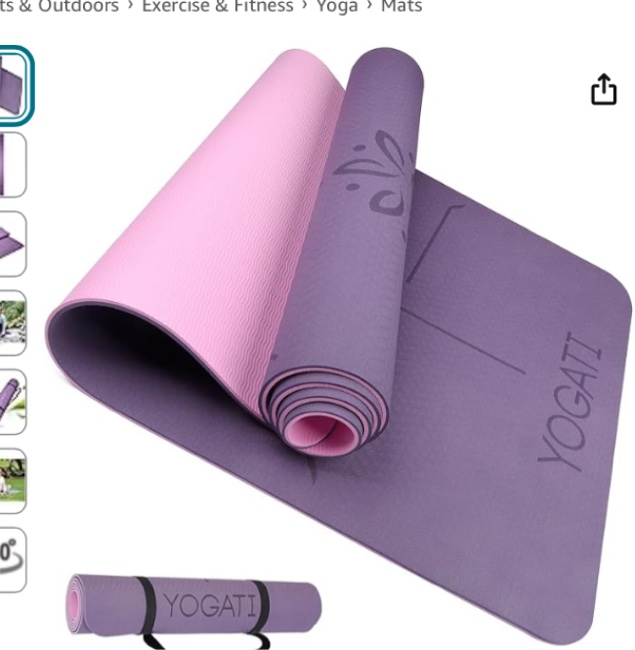 YOGATI Yoga mats for home workout. Non slip yoga mat with strap. Thick yoga mats for Women and Men. Pilates mat ideal for Fitness and gym. Exercise mat thick. Yoga mat thick. Workout mat. Yoga matt