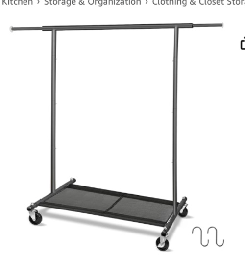 Fishat Simple Standard Double Rod Clothing Metal Garment Rack for Hanging Clothes, Rolling Clothes Organizer on Lockable Wheels Mobile (Black)