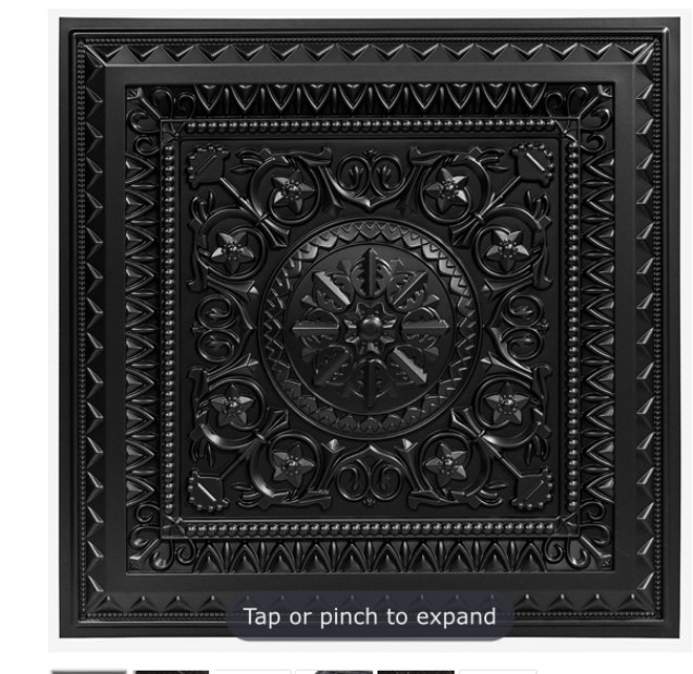 Art3d Drop Ceiling Tiles, Glue up Ceiling Tiles, 2'x2' Plastic Sheet in Black (12-Pack, 48 Sq.ft)