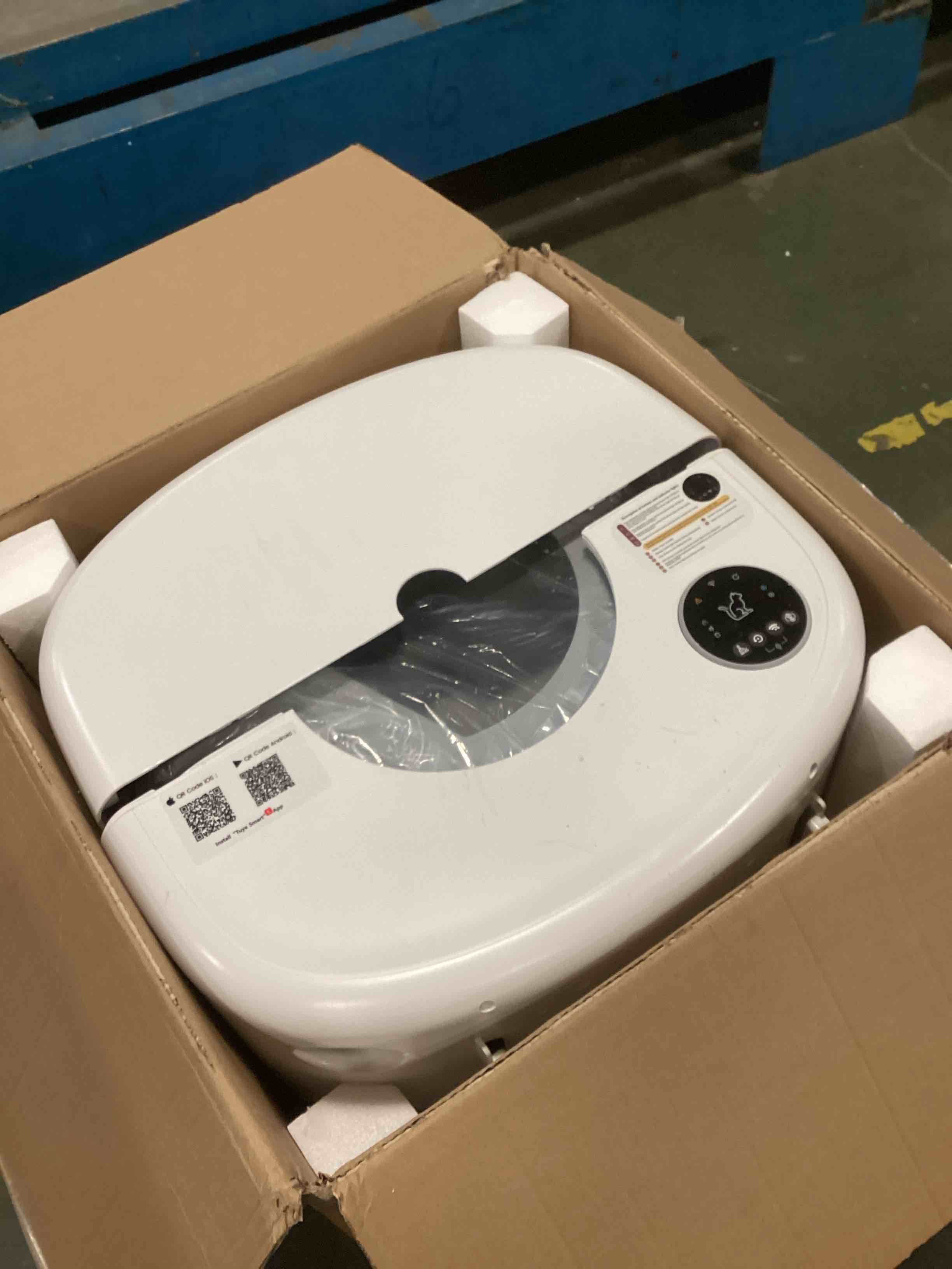 Condition photo showing As Is for Large Electric Kitty Litter Box-APP Control, Self-Cleaning Cat Litter Box, Automatic Litter Box-Robot for Multiple Cats,Odor-Free,Liner & Litter Mat & Aromatherapy Box