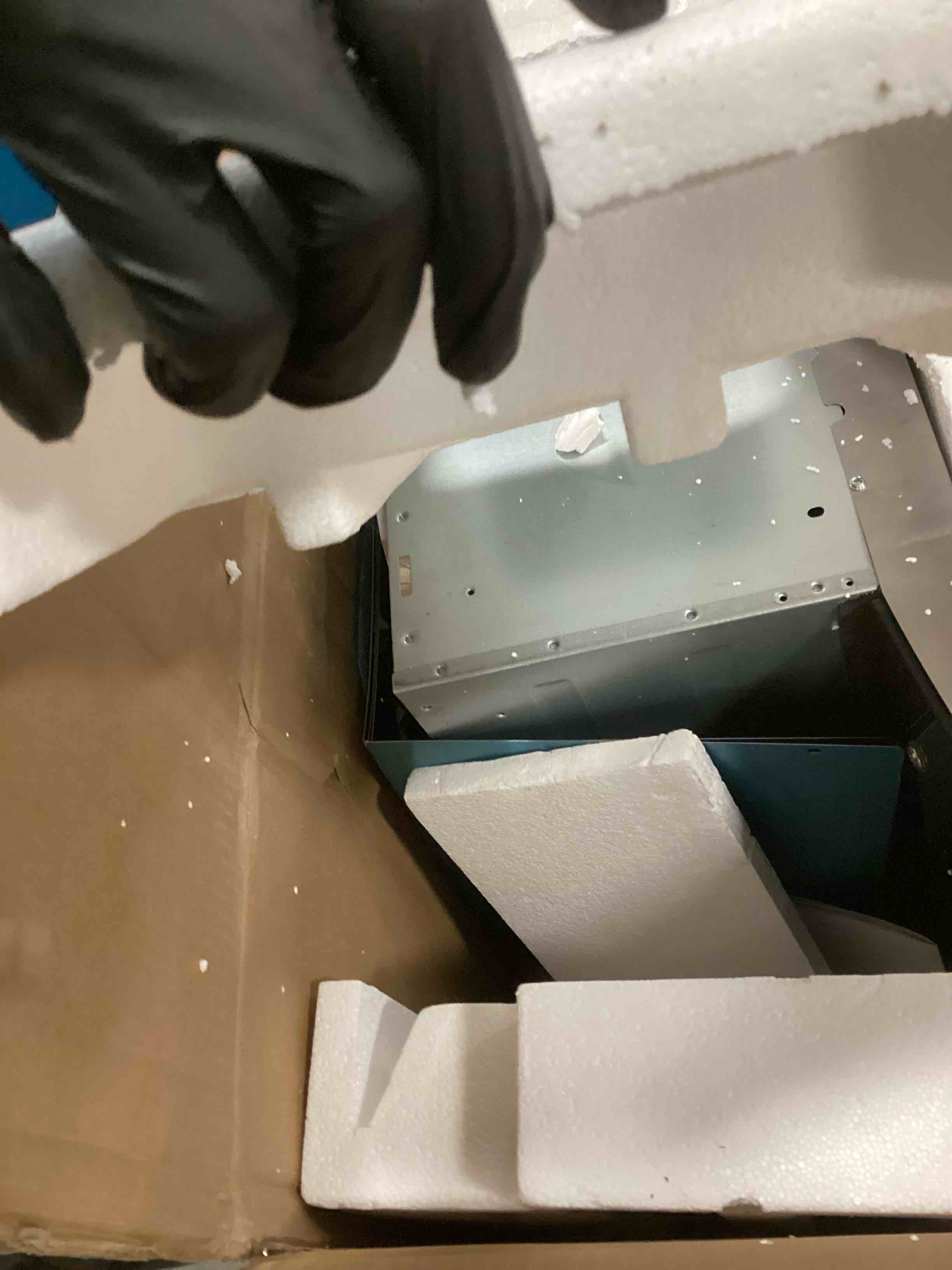 Condition photo showing As Is for Comfee Curved Glass Range Hood 30 Inch 450 CFM 3 Speed Gesture Sensing &Touch Control Panel Stainless Steel kitchen Ductless/Ducted Convertible with Baffle Filters and 2 LED Lights (CVG30W9AST)