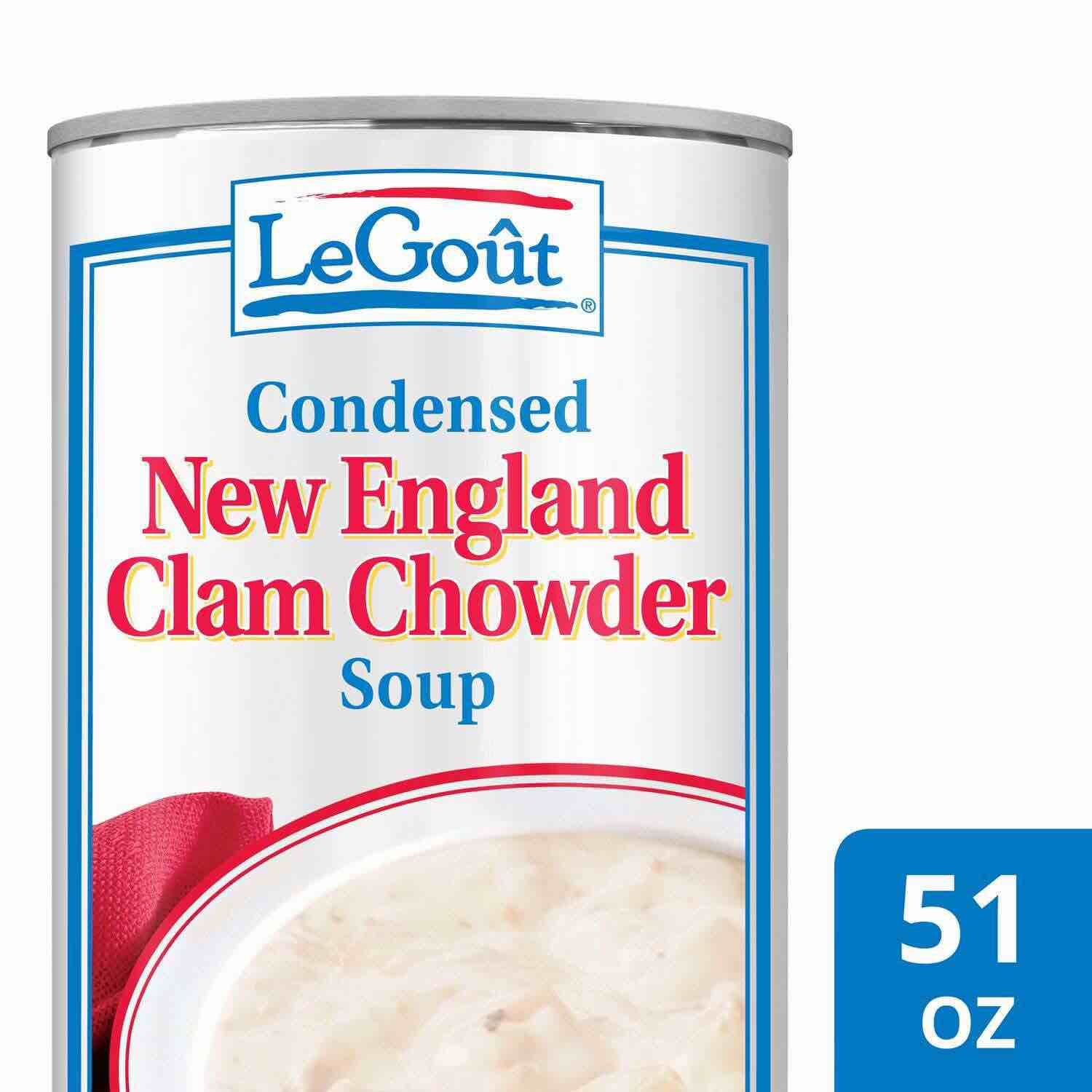 ( BBD :FEB / 19 /25) ( pack of 11 ) LeGout New England Clam Chowder Condensed Canned Soup, 0g Trans Fat, 51 oz, Pack of 12