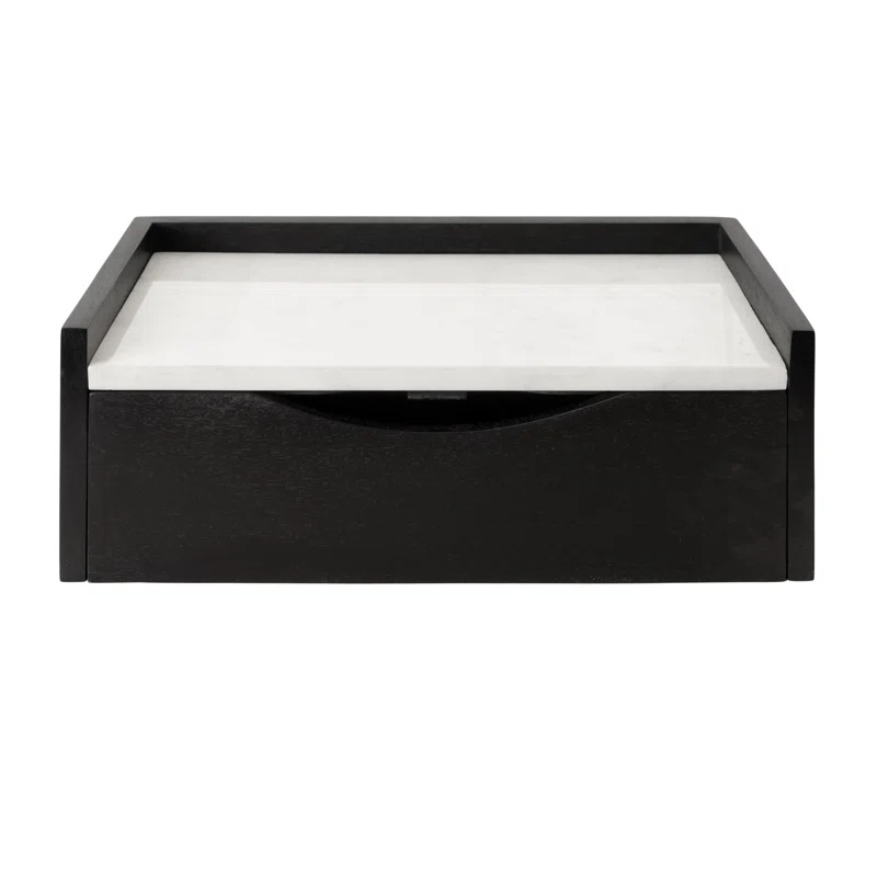 Benning Poplar Floating Shelf with Drawer