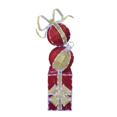 Holiday Living 6-ft LED Red & Gold Ornament Gift Stack Decoration