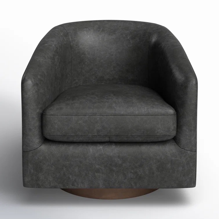 Bennett Genuine Leather Swivel Barrel Chair