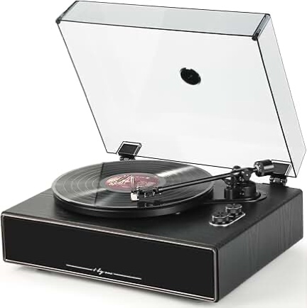 by ONE High Fidelity All-in-One Vinyl Turntable, Bluetooth Record Player with Built-in HiFi Speakers, Magnetic AT-3600L Cartridge, RCA Line Out, Belt-Drive Stereo Turntable