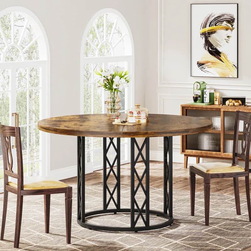 47" Round Dining Table For 4-6 People