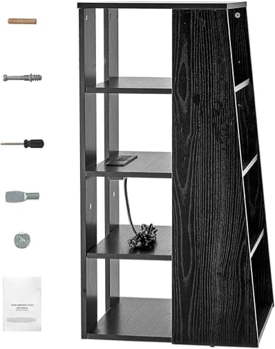 5-Tier AV Media Stand, Wooden Audio-Video Media Stand for DVD Players/Cable Boxes/Games Consoles