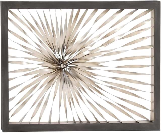 Metal Coiled Ribbon Sunburst Home Gold Wall Decor with Black Frame