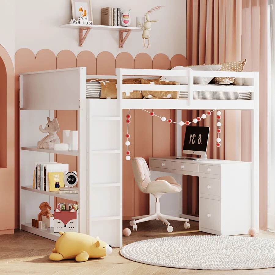 Harmonie 5 Drawer Loft Bed with Built-in-Desk by Harriet Bee