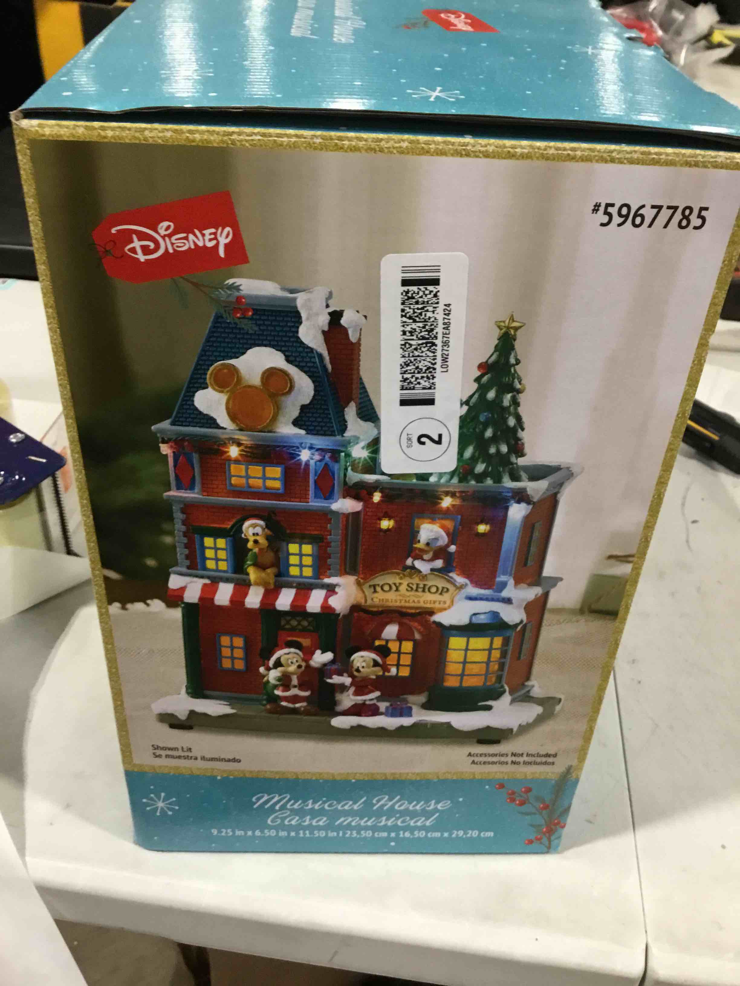 Disney Christmas Musical Toy Shop House Mickey Minnie Goofy Daisy & Donald Duck