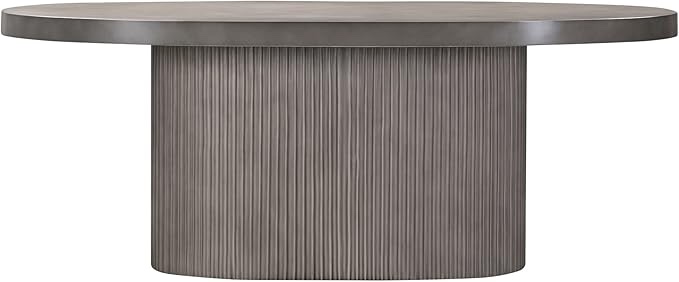 Armen Living Lunar Oval Dining Table Complete Gray Medium Concrete 