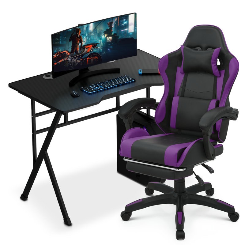 Gaming Desk and Pedal Computer Chair Set Home Office