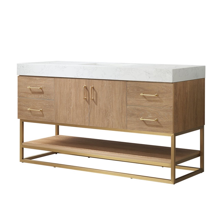 wade Logan 60” single bathroom vanity with stone top