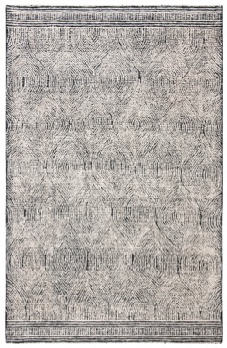 SAFAVIEH Abstract Collection Area Rug - 8' Square, Ivory & Charcoal, Handmade Wool, Ideal for High Traffic Areas in Living Room, Bedroom (ABT340H)