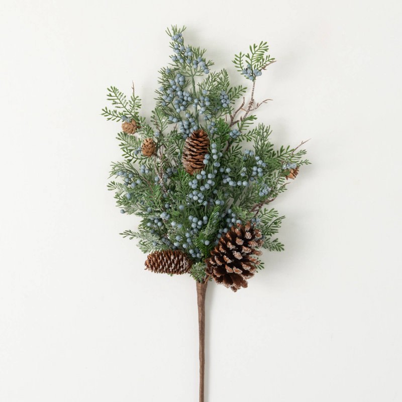 26" Artificial Berry Cedar Christmas Spray, Green
