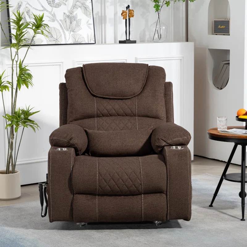 38"W Dual Electric Power Lift Recliner Chair With Massage And Heat For The Elderly, 180 Degrees