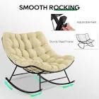 Hadjer Patio Rocking Papasan Chair &Ottoman, Outdoor & Indoor Egg Reading Chair&Ottoman, Oversized Royal Comfy Cozy Lounge Rocker Recliner with Large Cushion, Steel Frame and Ottoman for Bedroom, Living Room
